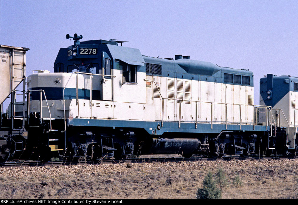 Arizona Central GP7u AZCR #2278 (w 3413) return from Drake with 14 cars of coal.